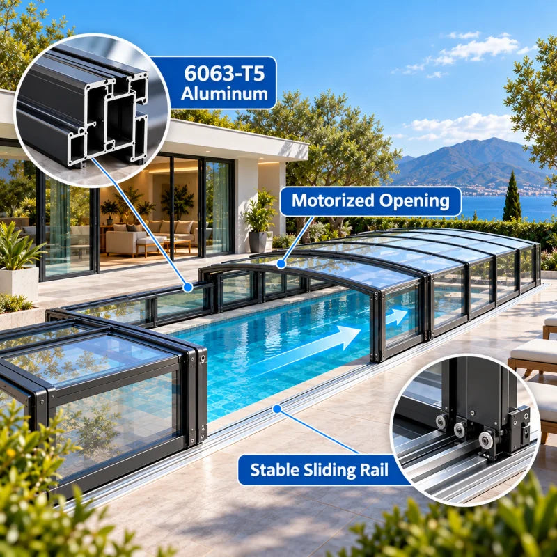 Any Size Custom Luxury Premium Folding Retractable Pool Cover Windproof Rainproof Outdoor For Home Villa Resort And Sunroom