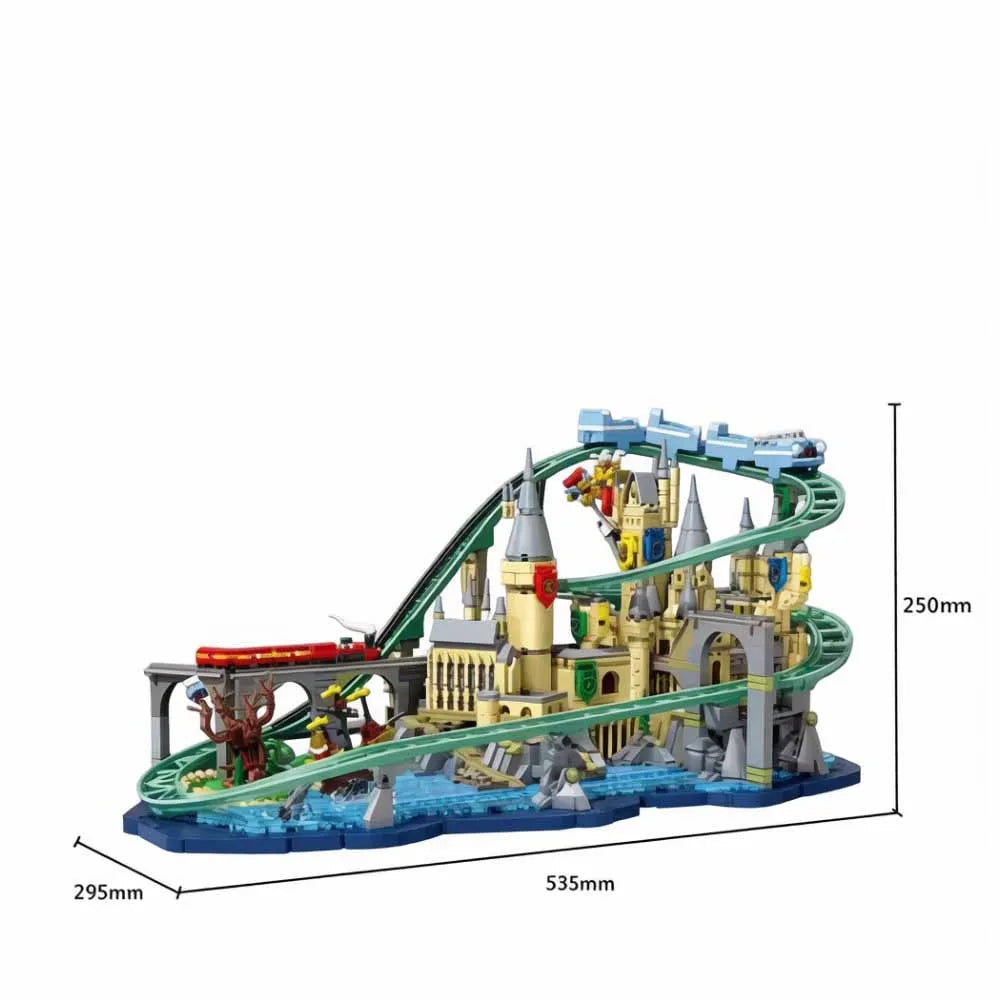 Magic Castle Roller Coaster Building Blocks, Wizard School Track Bricks, Collectible Display Model, Gift for Adults 2094Pcs