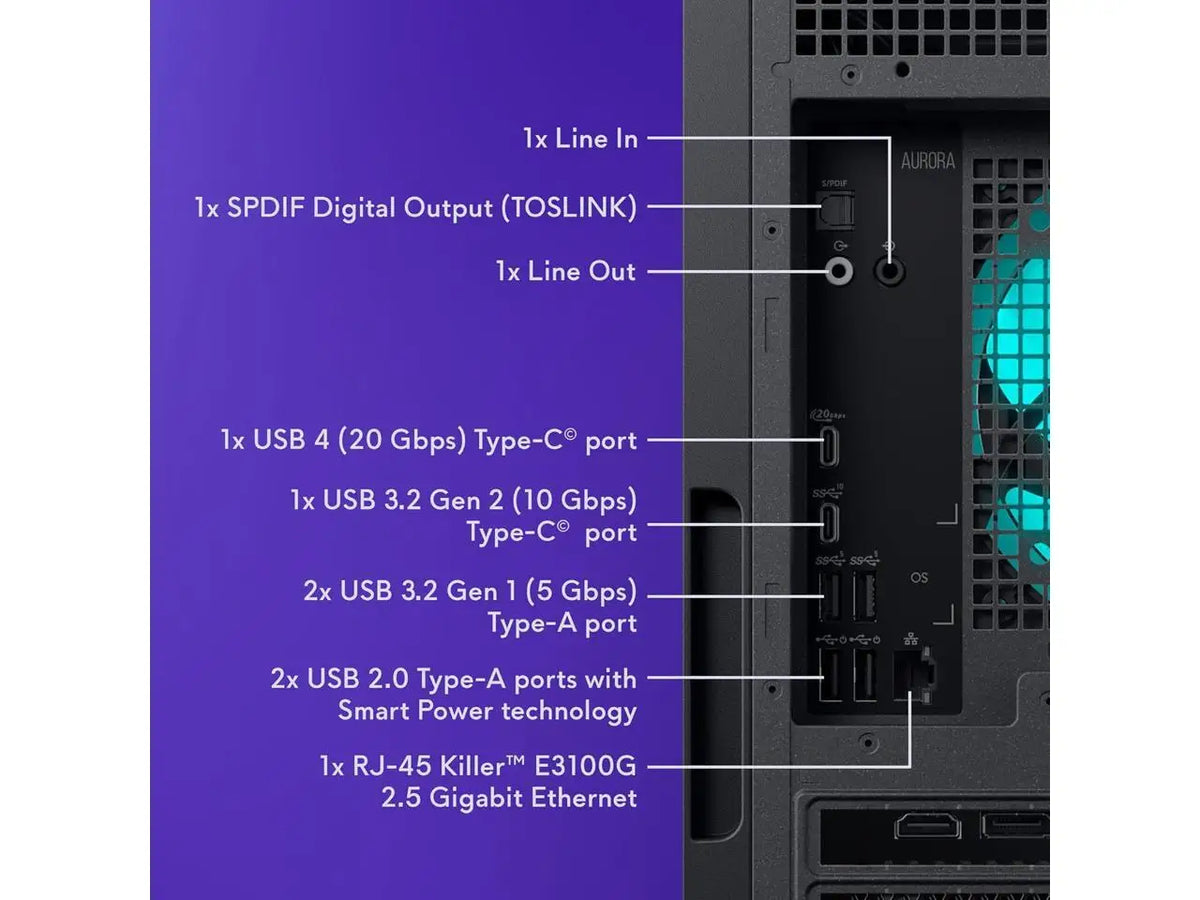 Alienware Aurora Gaming Desktop ACT1250 - Intel Core Ultra 7 265F Processor, Air Cooled, NVIDIA GeForce RTX 5060Ti, 16GB DDR5 RAM, 1TB SSD, 500W Platinum Rated PSU, Win 11 Home - Clear Panel