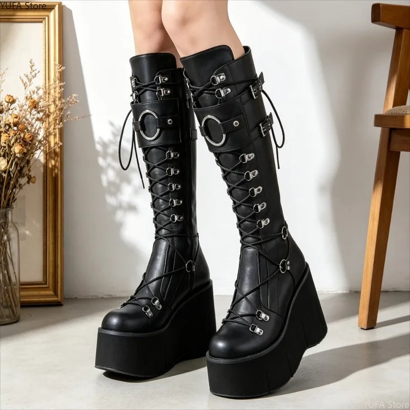 Wedges Long Boots for Women Gothic Shoes Over-the-knee Boots Cosplay High Platform Women Boots New High Heel Ladies Boot Botas