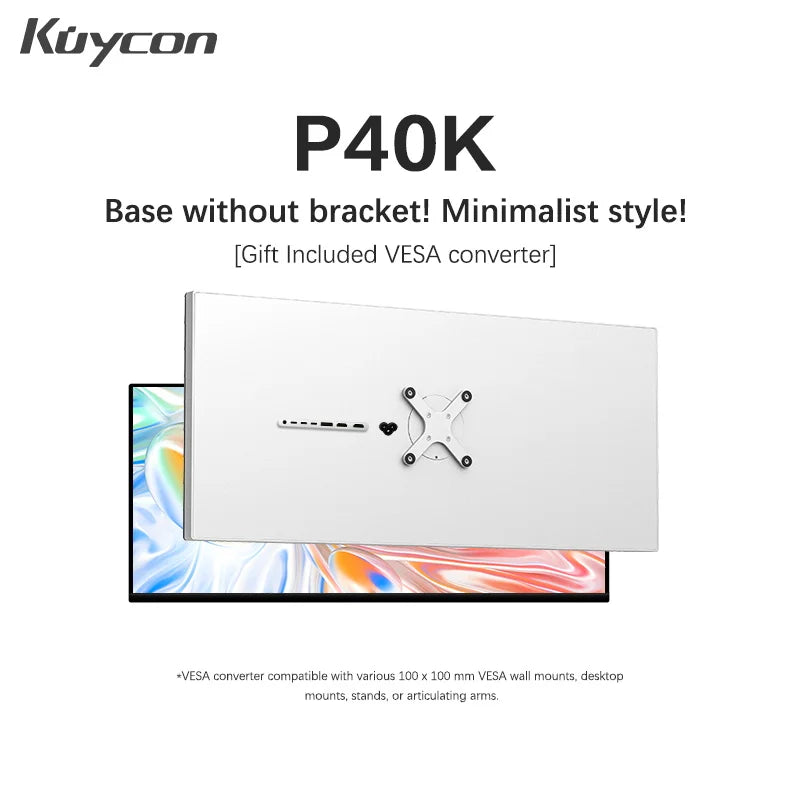 120Hz 40 Inch Gaming Monitor Kuycon P40K UHD IPS PC LED Display HDR 99%sRGB 400 Nits Computer Screen Anti-glare HDMI Type-C VESA