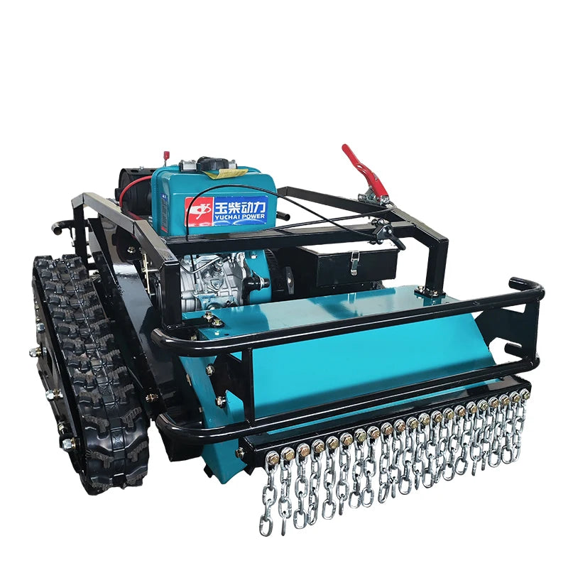 Newly designed self-propelled tracked lawn mower with automatic remote control for grass cutting and shredding