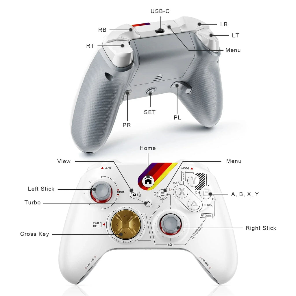يد تحكم ألعاب للألعاب لجهاز Xbox One Series X/S والكمبيوتر مع مستشعر جيروسكوب سداسي المحاور، ومحرك اهتزاز مزدوج، وتأثير هول لاسلكي، وحدة تحكم Xbox للألعاب