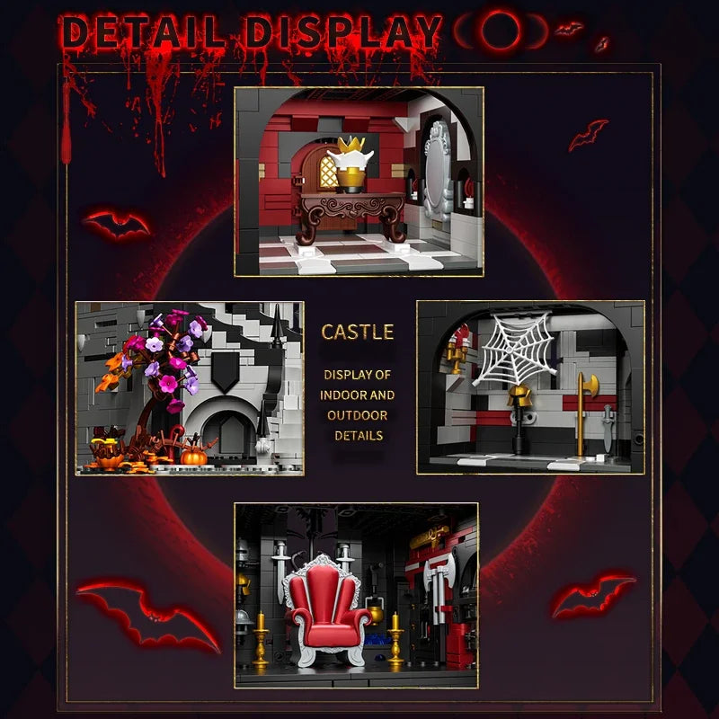 3540PCS Vampire Castle Building Blcoks Gothic Horror Castle Model Bricks Desktop Ornaments Kids Educational DIY Toy Holiday Gift