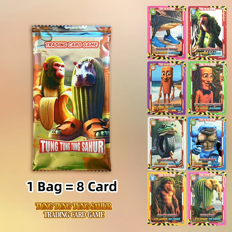 Italian Brainrot Trading Cards Collection Cards Tung Sahur Tralalero Tralala Game Card Battle Carte Toys For Fans Children Gift
