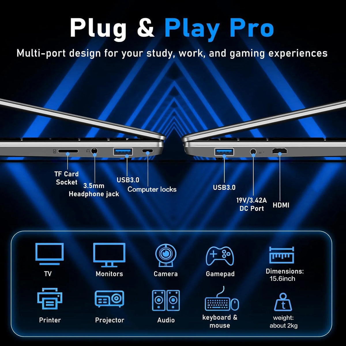 15.6" Laptop Computer Intel Core I9 10980HK 9900U Windows 11 16GB RAM 1TB 2TB SSD Portable Gaming Laptops Computer Notebook PC