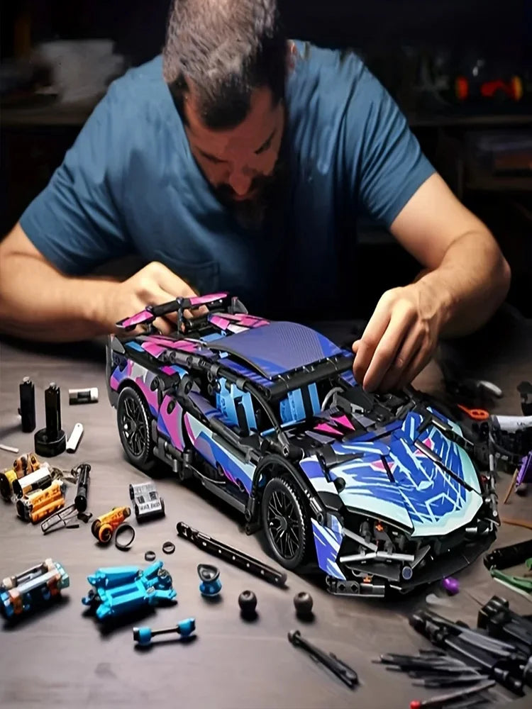 Colorful Sports Car Building Blocks Set with Attractive Patterns 623 Pieces Toy Car Kit And Model Enthusiasts