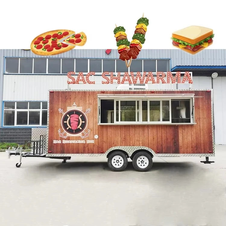 NEW 16ft UNCLE FRANKS Beach Food Carts Burger Fries Kebab Barbque Trucks LED Mobile Food Truck for USA