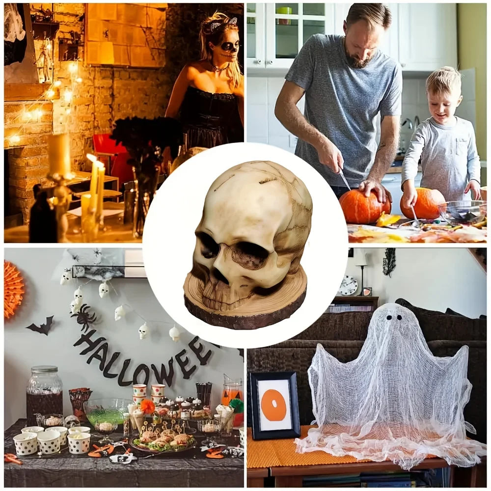 Kitchen Knives Holder Skull Skeleton Knives Stand Scary Party Storage Rack Decor Horror Head Organizers Rack Kitchen Accessories