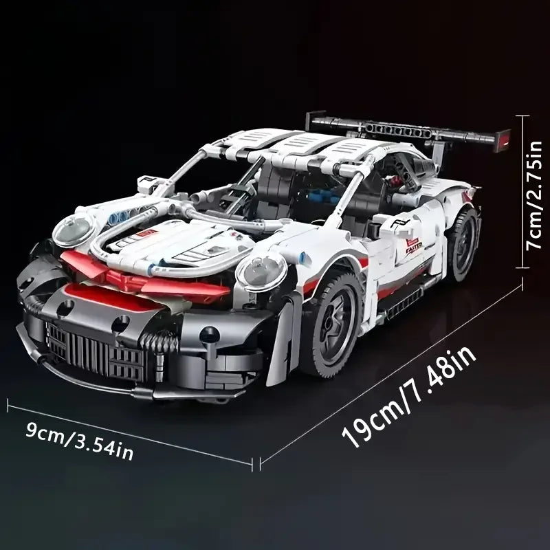 1205-Piece White Supercar Model Kit - Easy to Assemble, Ideal Birthday Gift for Car Enthusiasts