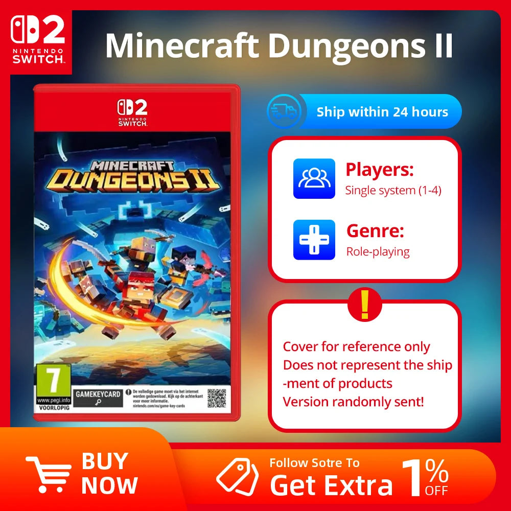 Nintendo Switch 2 Game - Minecraft Dungeons II- Games Physical Cartridge for Nintendo Switch OLED Lite