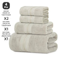 4-Piece Luxury Pure Cotton Bath Towel Set, 1 Bath Towel + 1 Face Towel + 2 Washcloths, Soft and Comfortable, Highly Absorbent, 100% Cotton Towels, Bathroom Decoration Accessories, Daily Use Towels