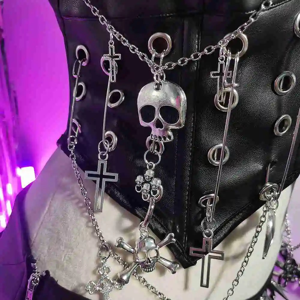 Goth Top Y2K Clothes Women's Tanks Emo Clothing Gothic Boho Tops with Spikes Skull Punk Rock Teens Rave Festival Spiked Grunge