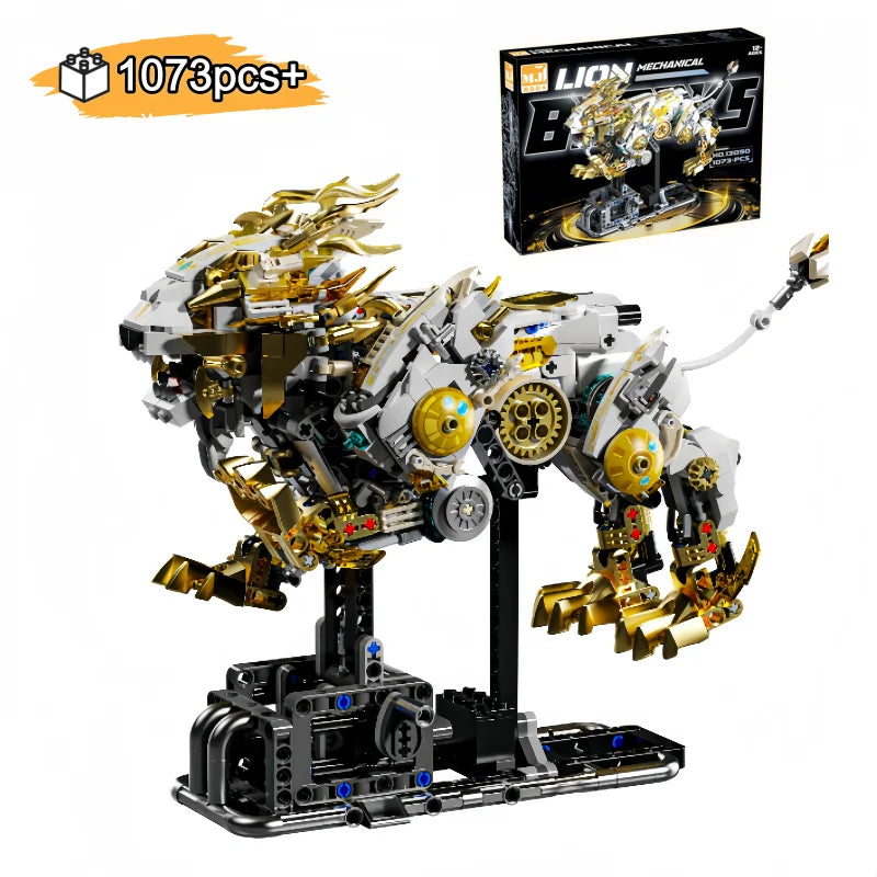 Creative Mechanical Lion Building Blocks Set STEM Educational Toys Kit DIY Tabletop Decorations Gift For Boys Girls 1073PCS