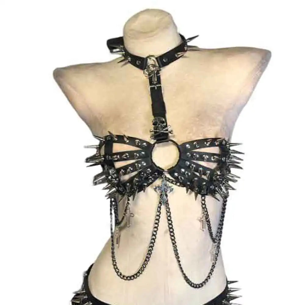Cross Goth Eco Hand Made Grunge Gothic Tank Emo Club Wear E-Girls Harajuku Teen 90s Y2K TOPS DIY Kawaii Skull Punk Rock