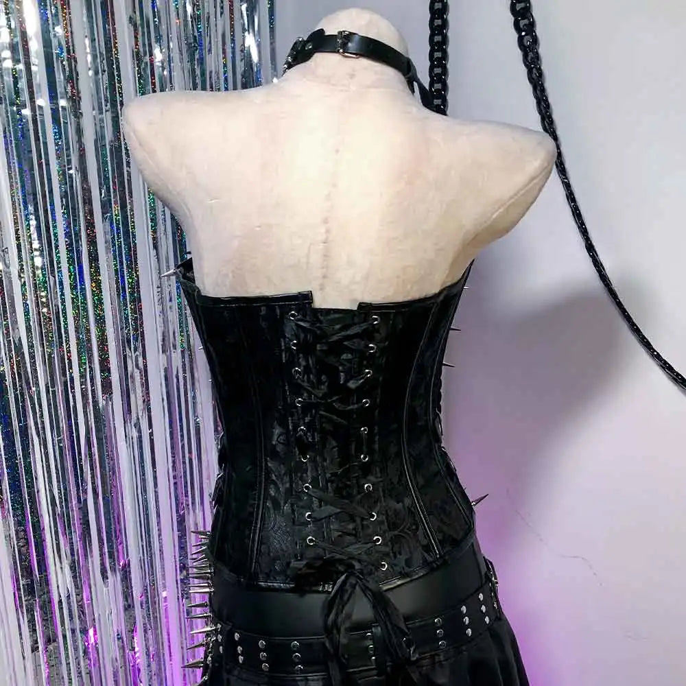 Women's Y2K Emo Gothic Spiked Corset Top Punk Cybergoth Grunge Festival Tank Top with Spikes Rave Clothing for Teens And Plus Si