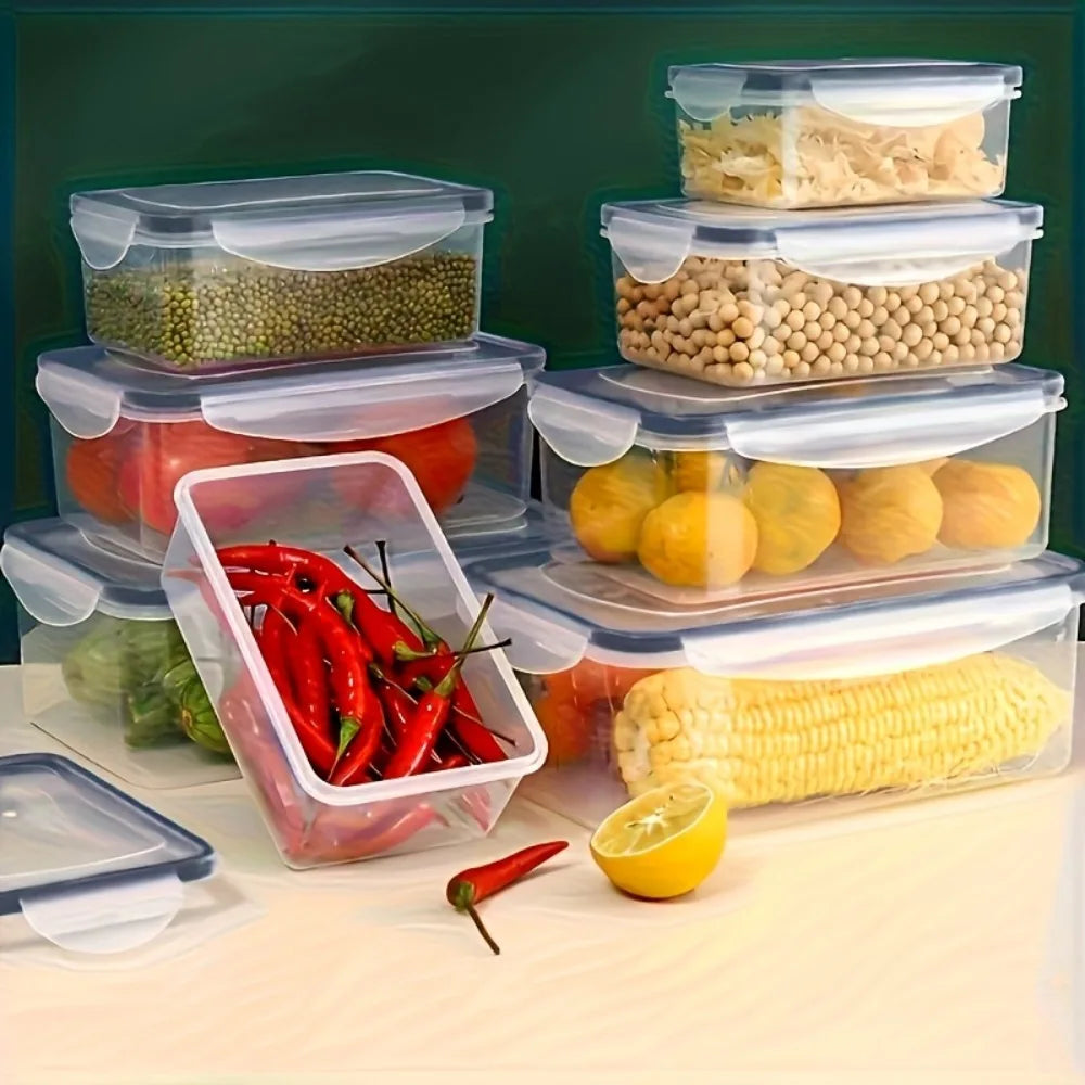 8-PC BPA-Free Airtight Food Containers with Locking Lids - Microwave/Freezer Safe PP Plastic Storage for Dry Goods/Fruit/Veggies