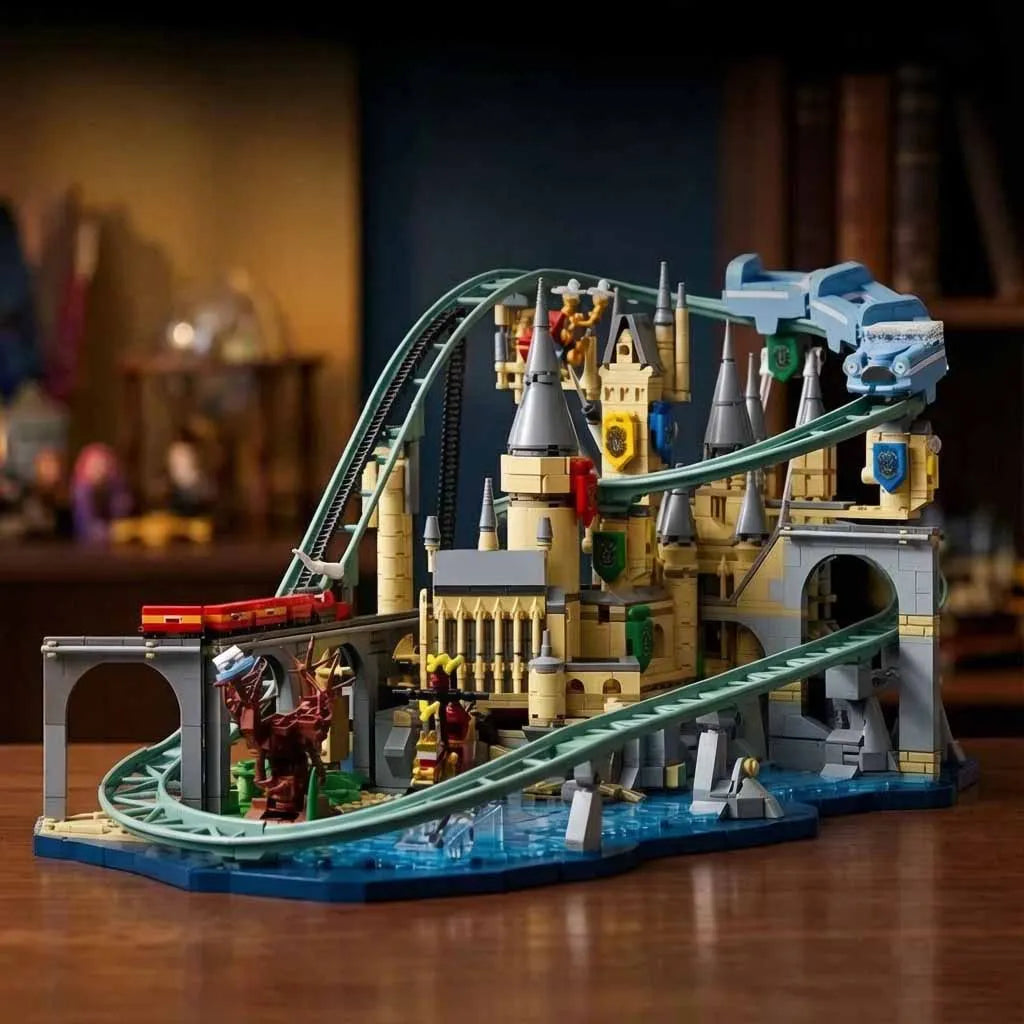 Magic Castle Roller Coaster Building Blocks, Wizard School Track Bricks, Collectible Display Model, Gift for Adults 2094Pcs