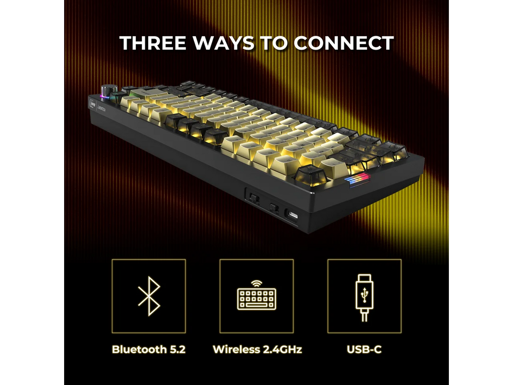MONTECH MKey Pro Newegg 25th Anniversary Limited Gold Edition Mechanical Gaming Keyboard, Tri-Mode Bluetooth 5.2 / 2.4GHz Wireless / USB-C Wired, 75% Layout, Hot-Swappable, VIA/QMK, Gateron G Pro 3.0