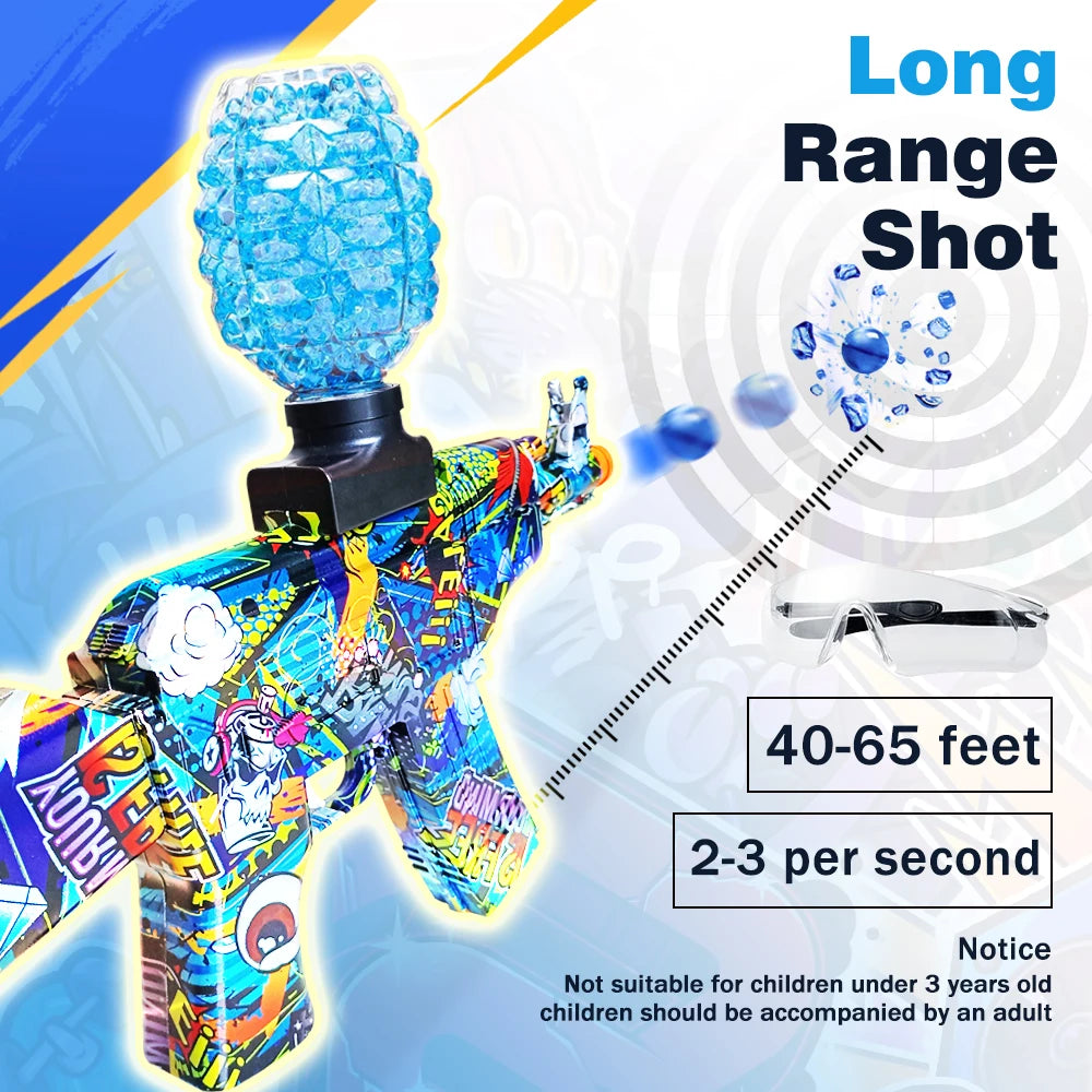 Electric Blaster Gel Ball Blaster Pistol Gun Toy, Automatic Splatter Gun with Glasses, Outdoor Activities (Without Water Beads)