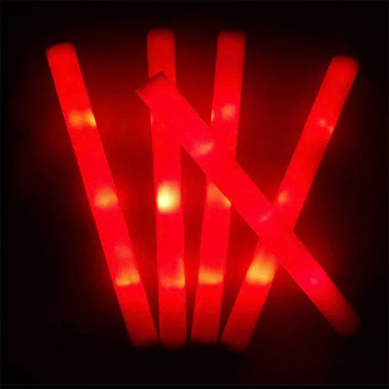 12/30/60Pcs LED Glow Sticks Bulk Colorful RGB Glow Foam Stick Cheer Tube Dark Light for Xmas Birthday Wedding Party Supplies