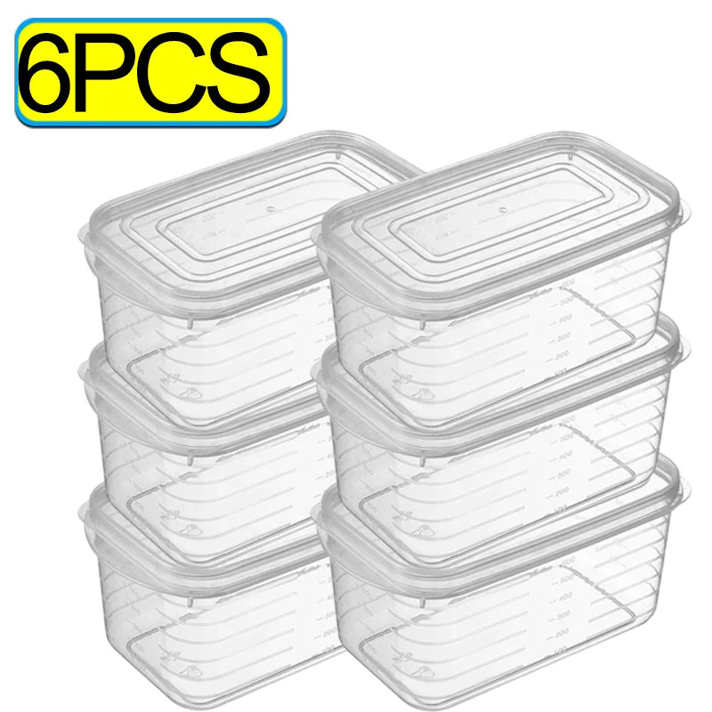 12/1PCS Refrigerator Storage Boxes Kitchen Food Fresh Organizer with Lid Clear Cold Storage Crisper Fruit Spice Food Container