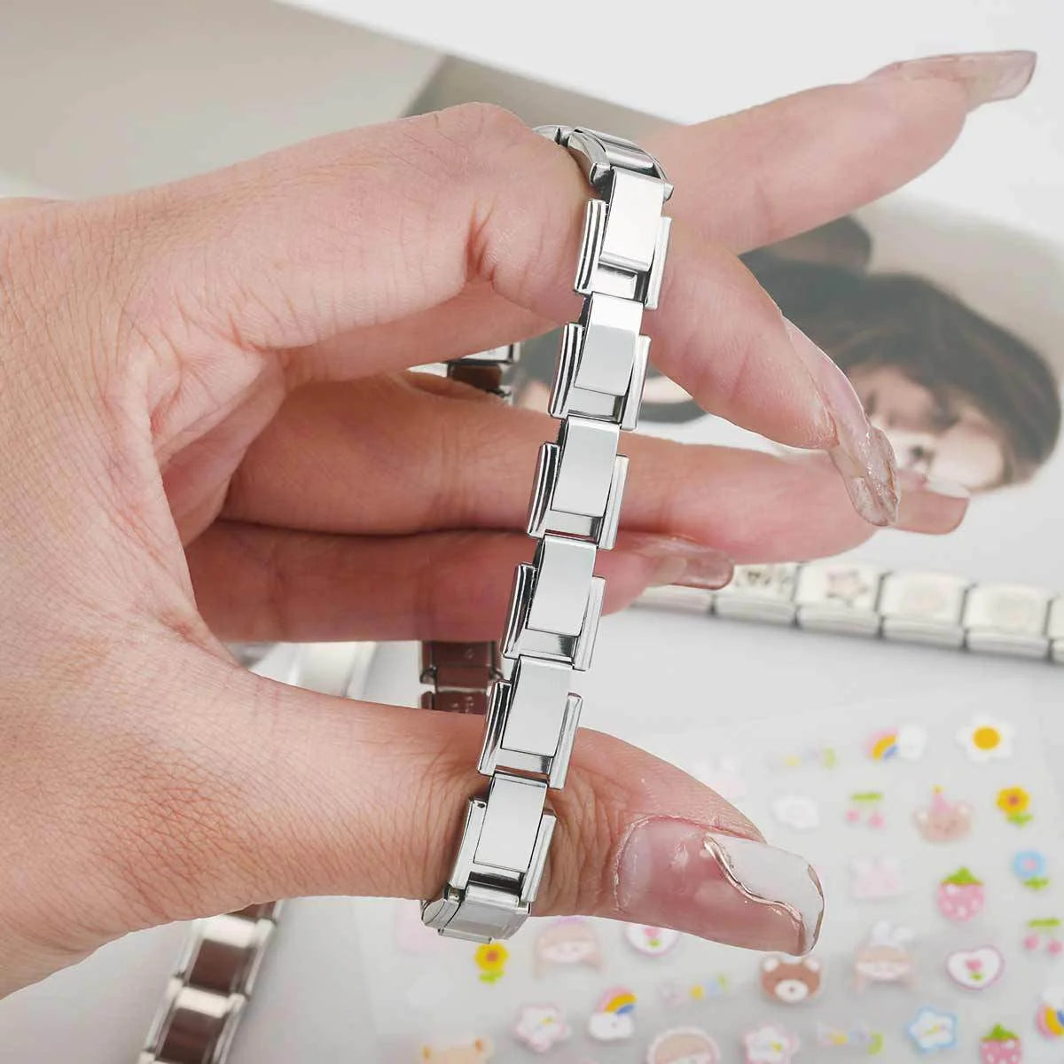 20pcs Wholesale Charms Italian Stainless Steel 9mm Colorful Style Elastic Bracelet Woman Men DIY Making Gift Bulk Dropshipping
