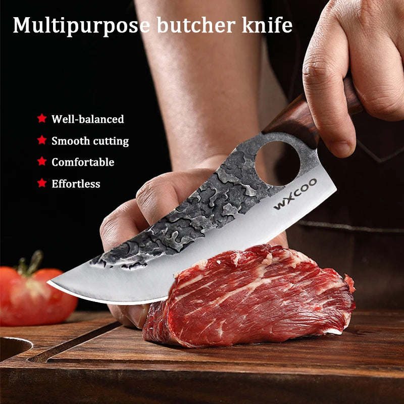 WXCOO Stainless Steel Kitchen Knives Handmade Forged Cleaver Boning Knife Fruit Vegetable Cutter Utility Knife DIY Bottle Opener