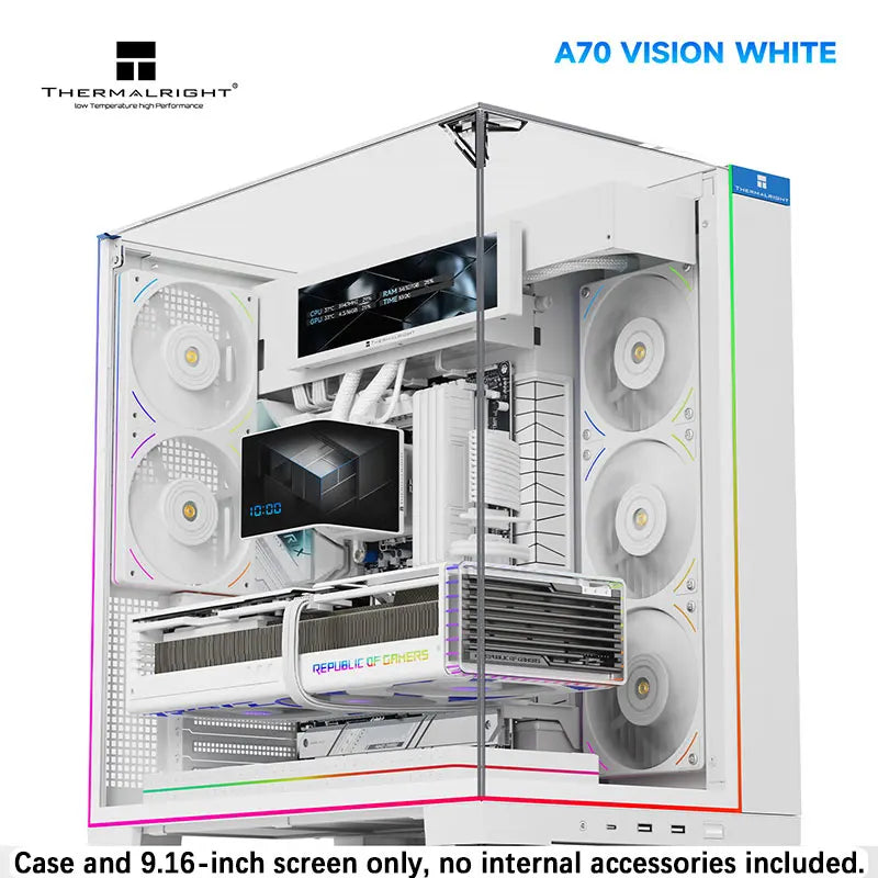 هيكل الحاسب المكتبي للألعاب Thermalright A70 بتصميم بانورامي بدون أعمدة - ألواح زجاجية من ثلاث جهات / يدعم تبريد مائي بحجم 360 مم
