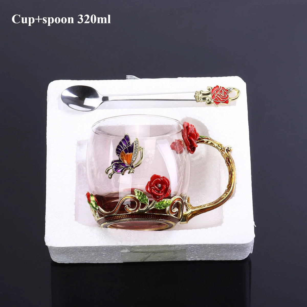 European Retro Handmade Enamel Tea Cup Crystal Cup Milk Lemon Flower Tea Cup High-end Wine Cup Set Gift Cup