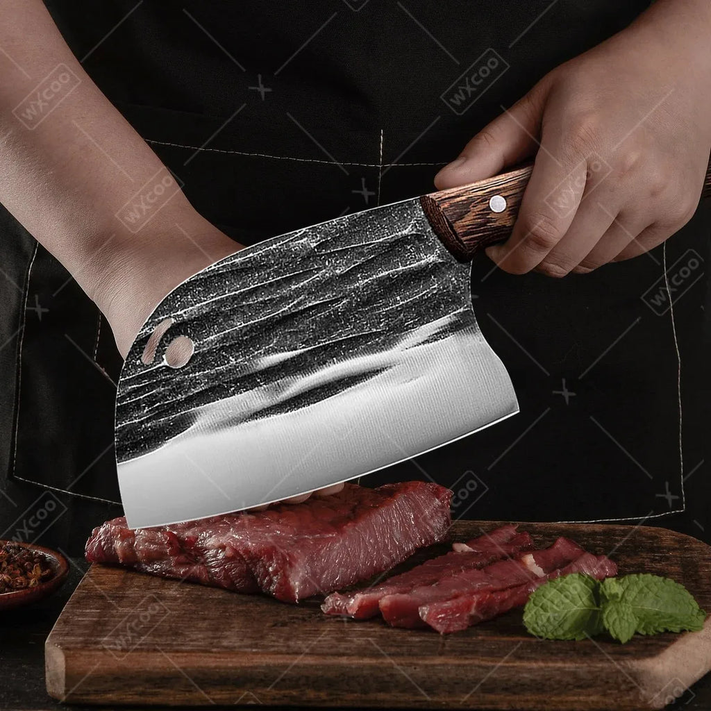 WXCOO Stainless Steel Kitchen Knives Household Cooking Chef Bone Chopping Cutter Hand Forged Fruit Utility Knife Bottle Opener