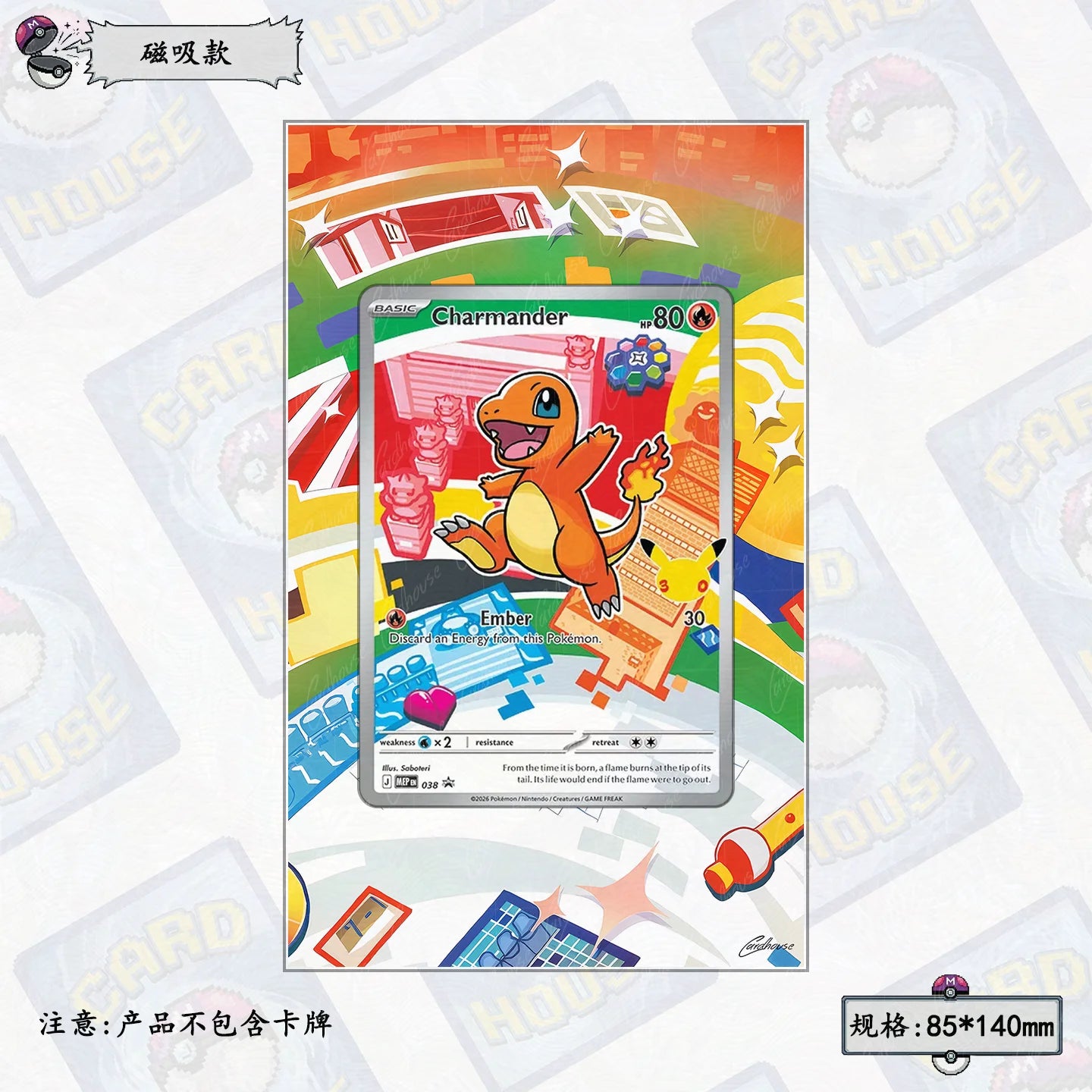 Pkm 30Th Anniversary Collection Card Storage Box Display Rack Acrylic Psa Display Case for Mega Dragalge Floette Xerneas Tcg