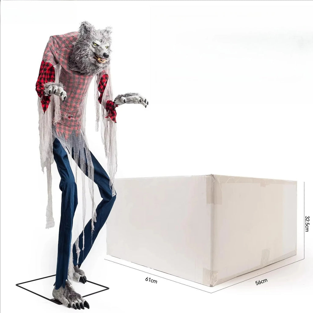 Standing Werewolf Animated Ornament Party Glowing Eyes Halloween Large Electric Induction Swinging Decoration Animatronics Prop