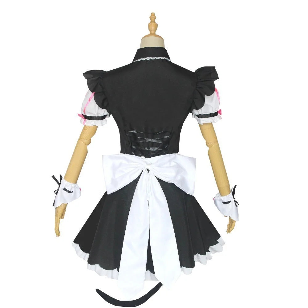 NEKOPARA Cosplay Chocola Vanilla Cosplay Maid Dress  Women Girls Full Set  Cute Lolita Halloween Party Outfits with Wig