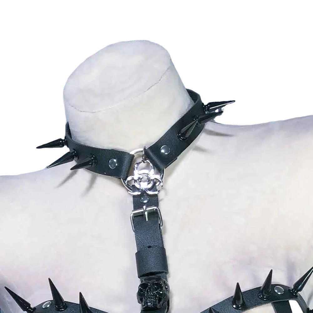 Goth Tops with Spikes Festival Bra Emo Clothing Summer Cyber Y2K T-shirt Punk Mini Rock Clothes Grunge Gothic Tank Rave Outfits