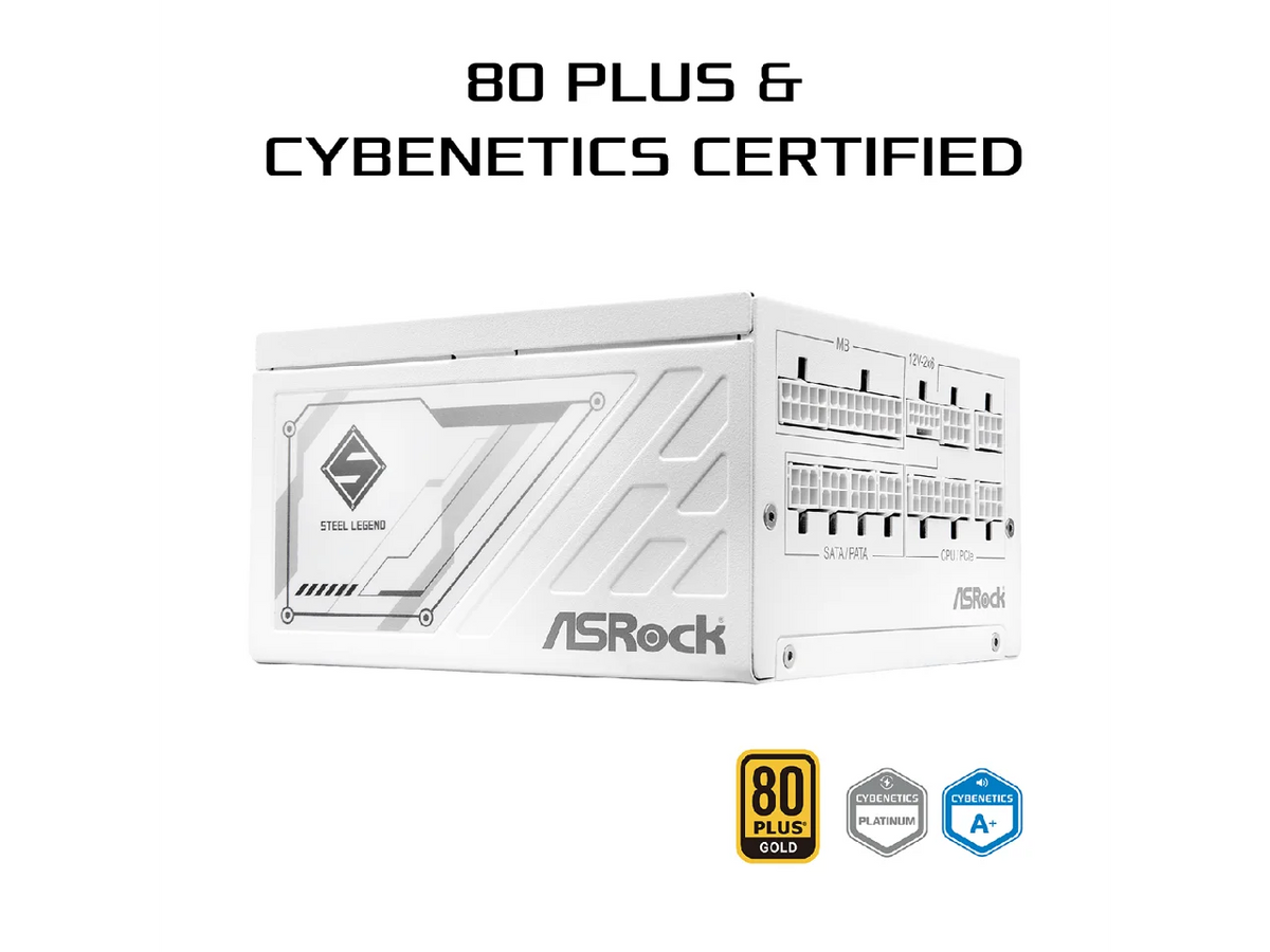 ASRock SL-850GW Gold 850W Full Modular Power Supply ASRock AIO PRO White 360 ARGB 27mm radiator, ARGB waterblock, ARGB Hub-lighting fan, white version