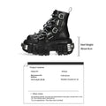 Gothic Platform Ankle Boots Spanish Rock Punk Chunky Heel Motorcycle Boots with Chains Streetwear Combat Boots for Men