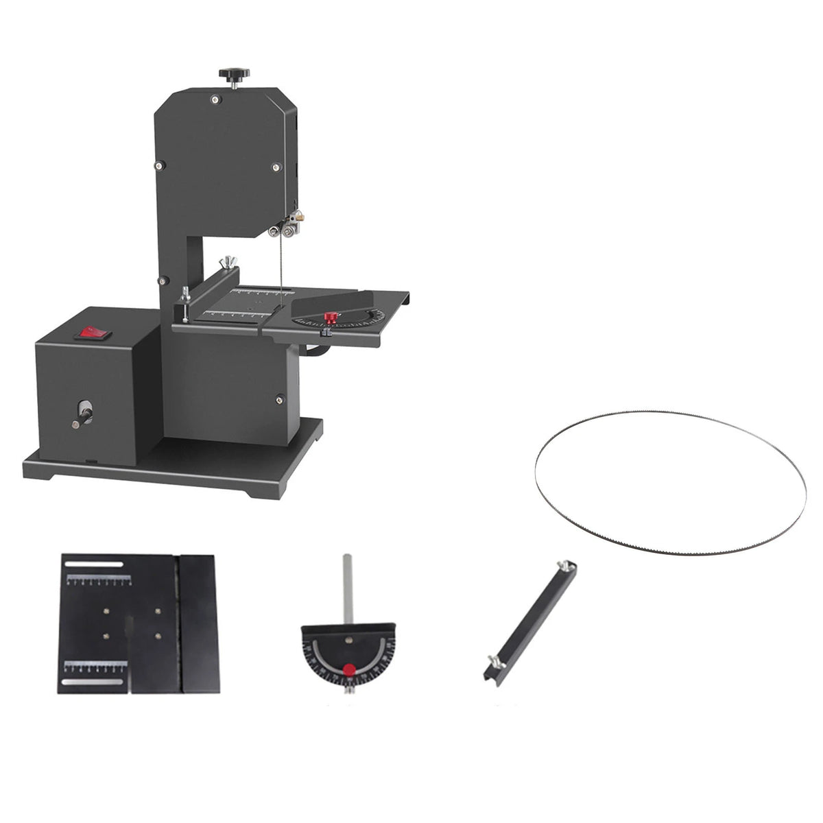 Band Saw Machine Mini Multifunctional Electric Table Saw Benchtop Angle Cutting Machine Woodworking Tools 1750RPM