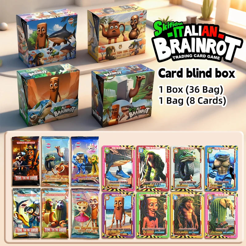 Italian Brainrot Trading Cards Collection Cards Tung Sahur Tralalero Tralala Game Card Battle Carte Toys For Fans Children Gift