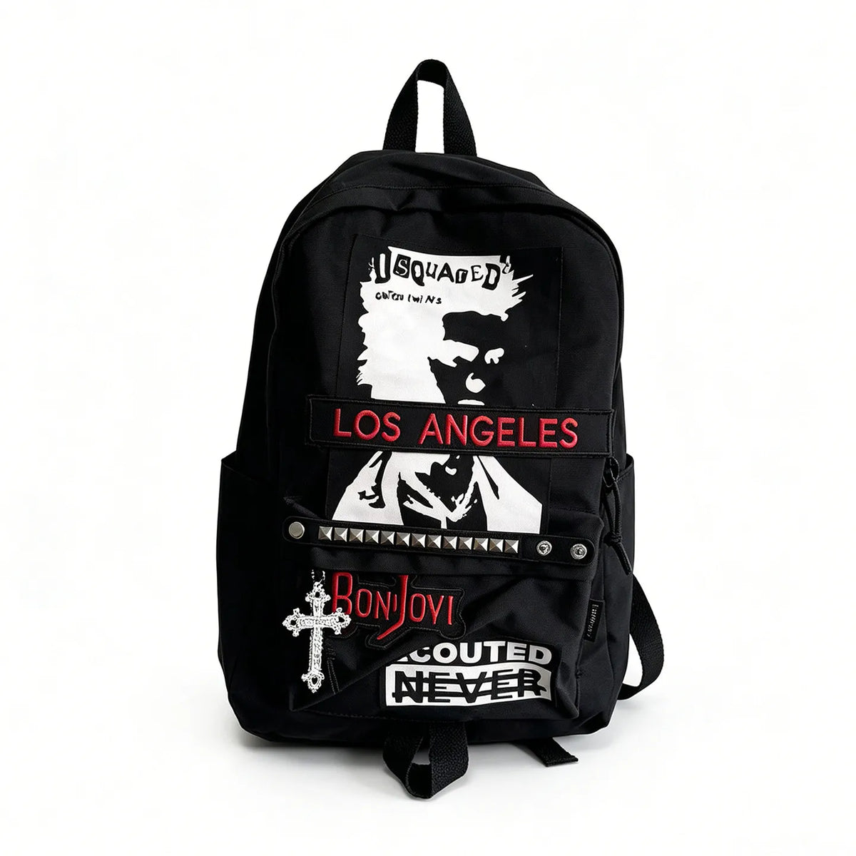 Goth Backpack Rock Punk Large Capacity Backpack Black High Street American School Bag