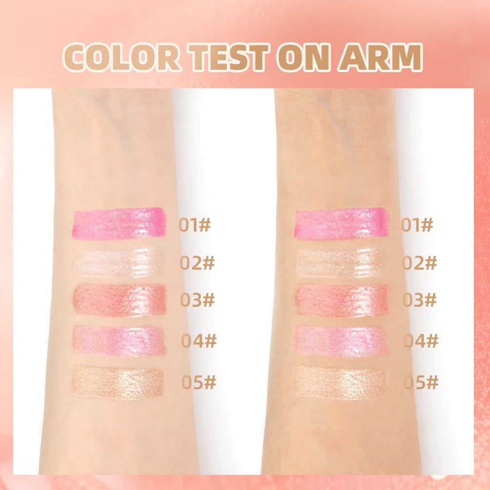 QIBEST 5 Colors Glitter Lip Glaze Long Lasting Lip Gloss Moisturizing Diamond Liquid Lipstick Makeup Shimmer Lipgloss Lip Tint