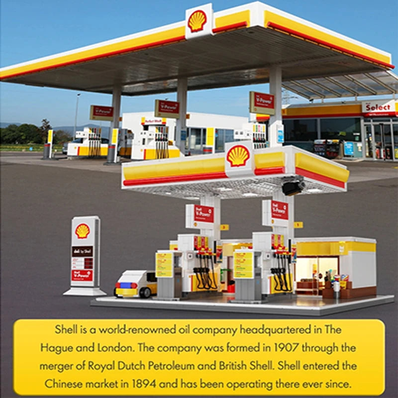 CaDA DIY Shell Retail Station C66026W Car Wash Gas Station Car Building Block USB Lighting Build Bricks Gift Toys For Children