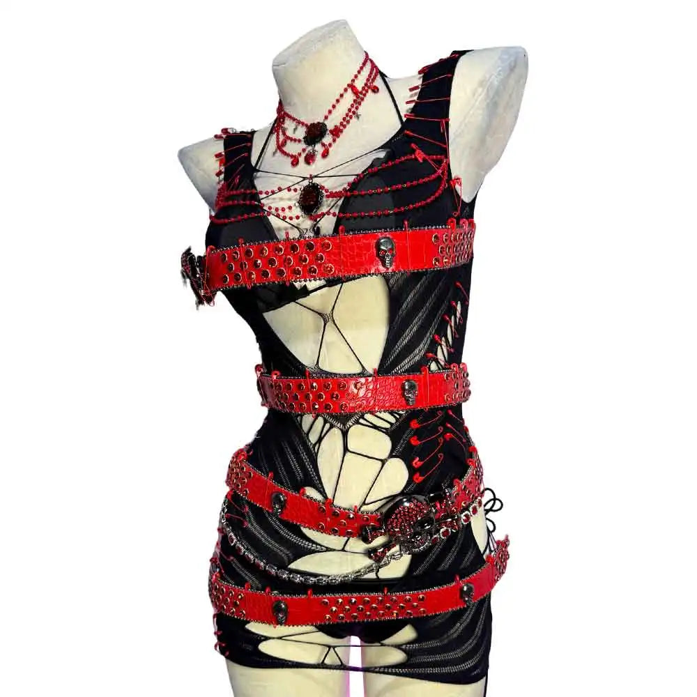 Eco 90s Punk Rock Y2K TOPS Kawaii Hand Made Skull DIY Festival Outfit Teen Gothic Dress Emo Grunge 2025 Harajuku E-Girls Goth