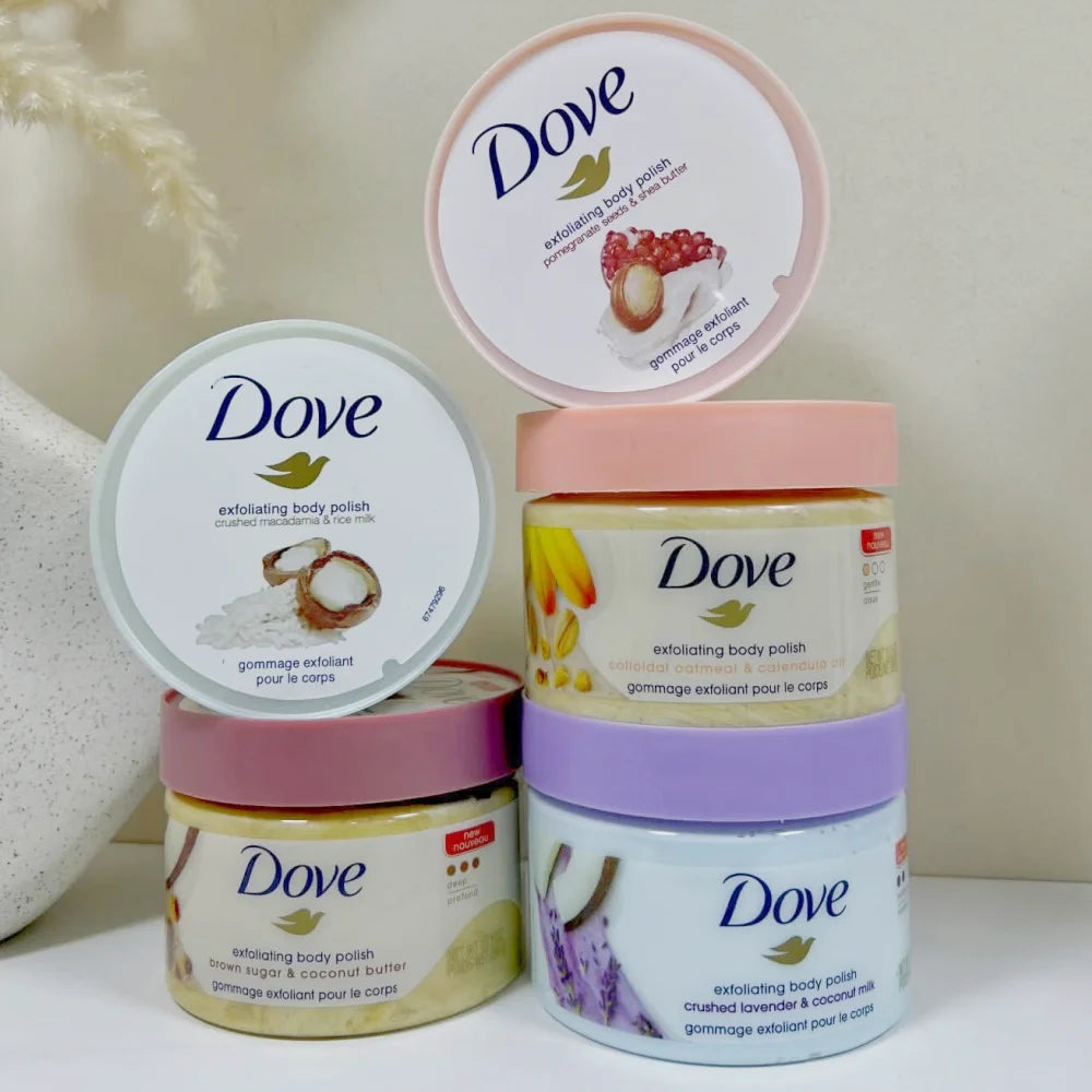 Dove Moisturizing Exfoliator for Dry Rough Skin Exfoliating Creamy Dense Texture Body Scrub Multi Fragrance Skin Care for Body