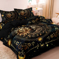 3pcs Super Soft Breathable Golden Sun And Moon Planet Duvet Cover Set At Home Dormitory High Definition Numerical Code Printing