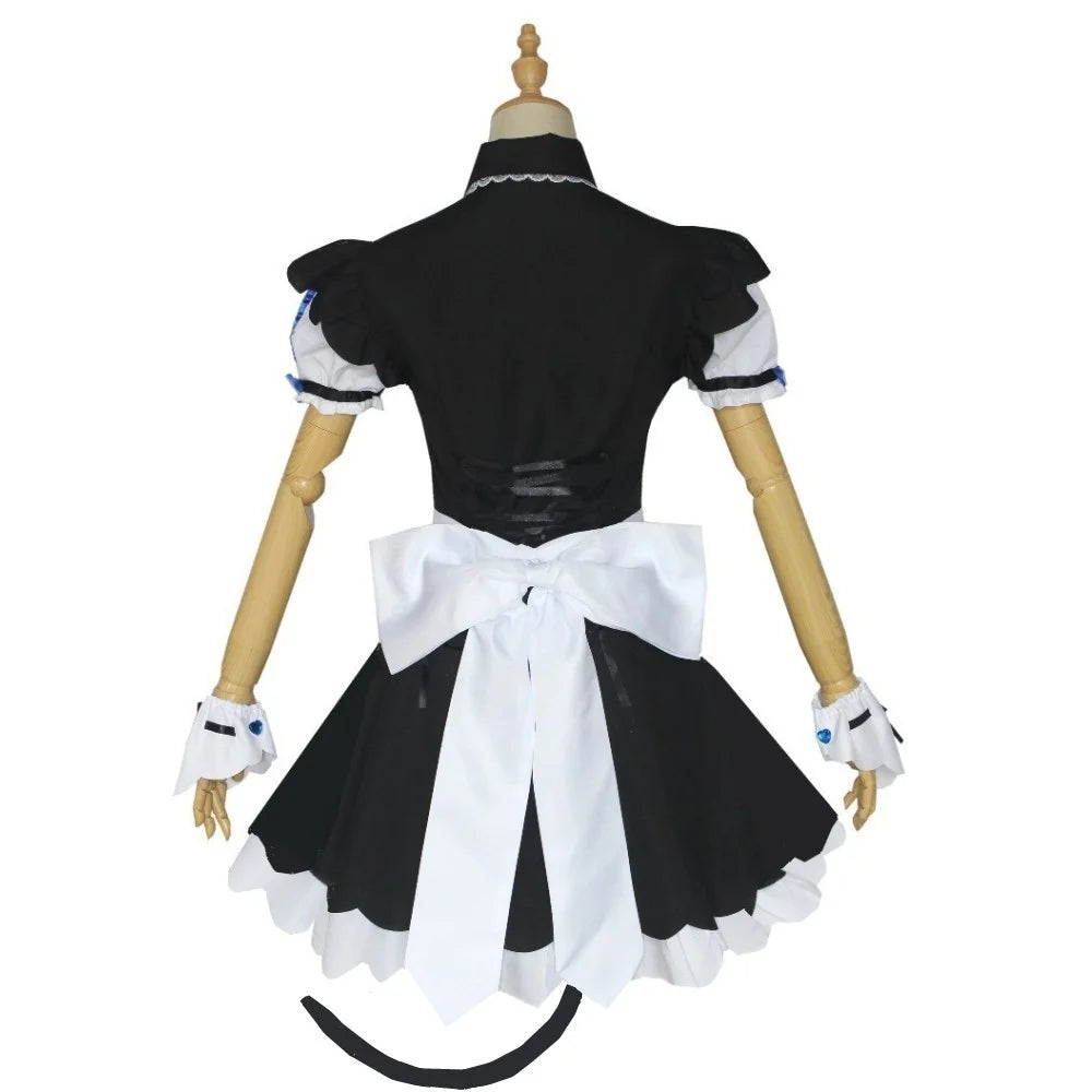 NEKOPARA Cosplay Chocola Vanilla Cosplay Maid Dress  Women Girls Full Set  Cute Lolita Halloween Party Outfits with Wig