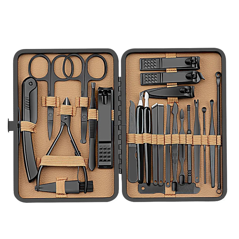 7/16/24Pcs Manicure Set Professional Nail Clipper Pedicure Kit Stainless Steel Nail Care Tool Grooming Kit with Luxurious Travel