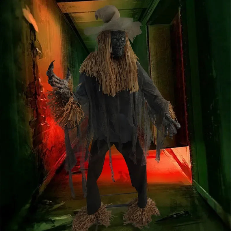for Halloween 12ft Giant Life Size Skeleton Scarecrow Moving Body Animated Decoration Animatronics