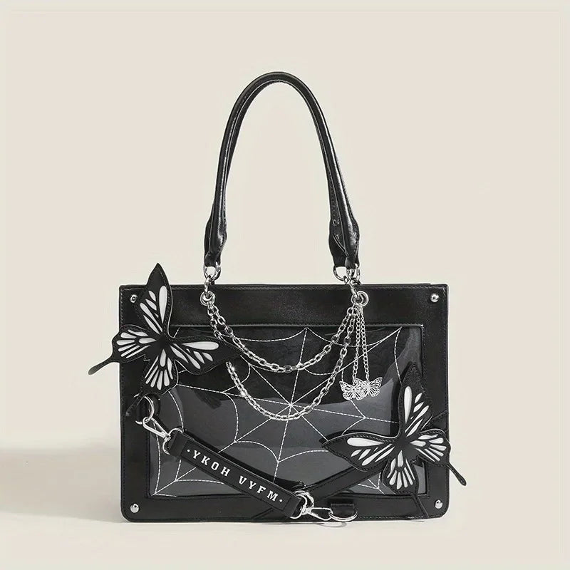 Dark Style Maze Butterfly Ita Bag Tote Shoulder Handbag for Women Goth Harajuku Casual Purse