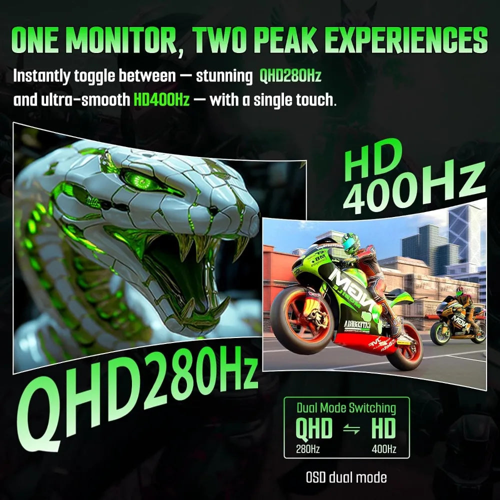 USA Stock 27 Inch 280Hz Curved Gaming Monitor WQHD 280Hz HD 400Hz Dual Mode 1500R HDR400 135% sRGB 5000:1 PIP PBP OD 1ms AI